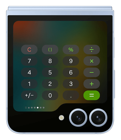 Galaxy Z Flip 6 mit geöffneter Taschenrechner-App